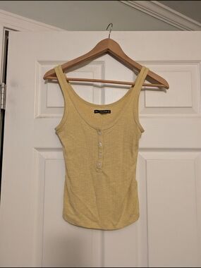 Abercrombie & Fitch Yellow Ribbed Henley Tank